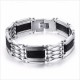 Stainless Steel Silicone Jewelry Black Silver Men Bracelets |image
