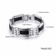 Stainless Steel Silicone Jewelry Black Silver Men Bracelets |image
