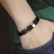 Stainless Magnetic Buckle Silver Leather Bracelet |image