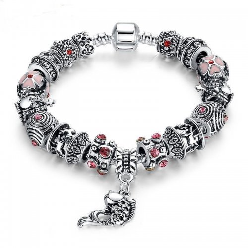 European Silver Charm Bracelets Fish Designed With Murano Beads |image