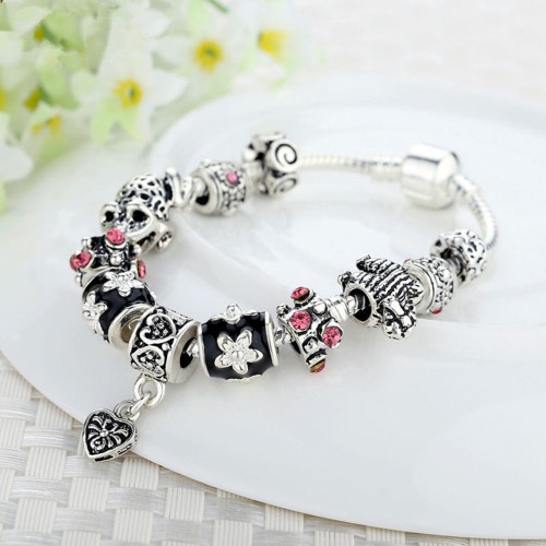 DIY European Silver Charms Murano Bead Bracelet For Women |image