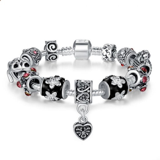 DIY European Silver Charms Murano Bead Bracelet For Women |image