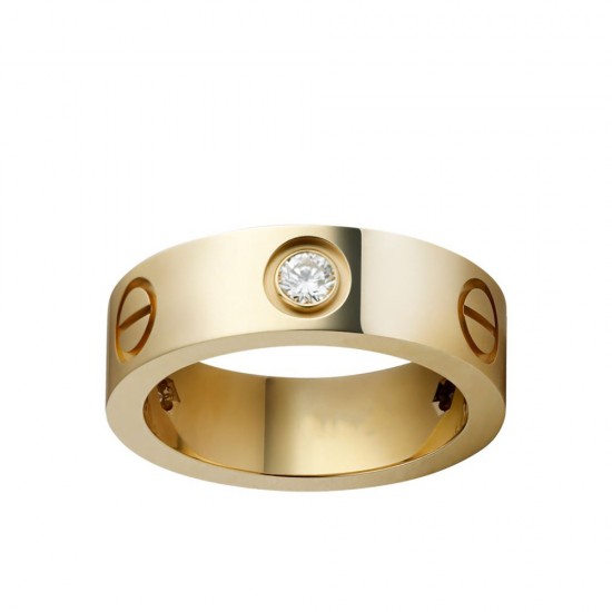 Women's Love Design Diamond Cartier Style Gold Color Titanium Steel Ring |image