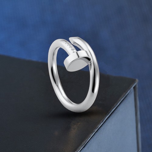 Women's Nail Style Plain Casual Steel Ring - Silver |image