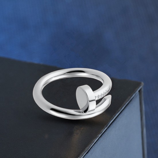 Women's Nail Style Plain Casual Steel Ring - Silver |image