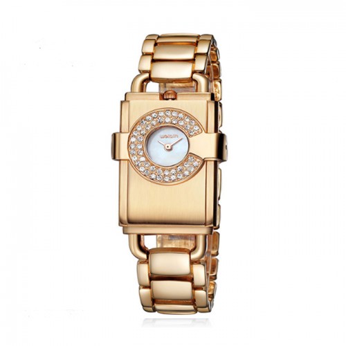 WEIQIN Gold High End Square Diamond Ladies Watch CHD-64G image