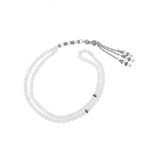 Masbaha Unisex Genuine Translucent Rainbow Moonstone Prayer Beads ANM-17 image