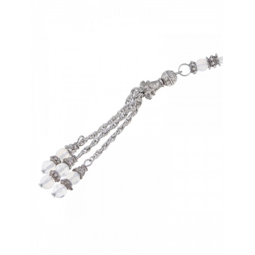 Masbaha Unisex Genuine Translucent Rainbow Moonstone Prayer Beads ANM-17 image