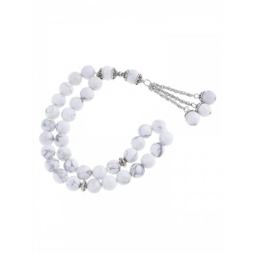Masbaha Unisex White Chalk Magnesite Prayer Beads ANM-22 image