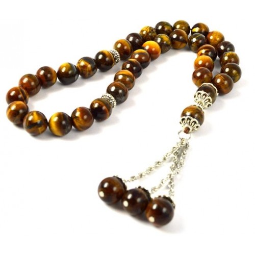 Masbaha Unisex Genuine Tiger Eye Gemstone Prayer Beads ANM-32 image