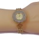 Versace Style Round Gold Dial Diamond Gold Bracelet Watch For Women |image