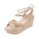 Women Fashion Cream Color Thick Crust Wedge Sandals - Cream |image