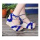 Women Fashion Blue Color Thick Crust Wedge Sandals Blue Color |image