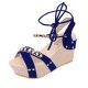 Women Fashion Blue Color Thick Crust Wedge Sandals Blue Color |image