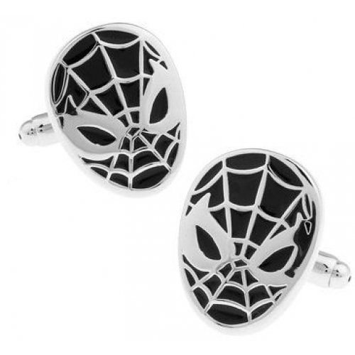 Look Stylish Black Superhero Spider-Man Personalized Fashion Mens Shirt Cufflinks CFL-14 (Black) image