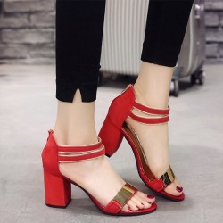 Korean Fashion Red Open-Toed Zipper Sandals S-17RD 
