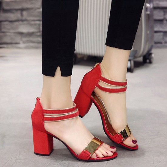 Showing image for Korean Fashion Red Open-Toed Zipper Sandals S-17RD Korean Fashion Red Open-Toed Zipper Sandals S-17RD |image