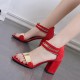 Korean Fashion Red Open-Toed Zipper Sandals S-17RD |image