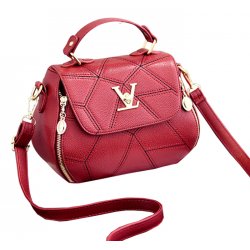Women Fashion V Small Square Shape Red Color Handbag WB-20RD 