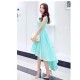 Summer Light Blue Color Long Bohemian Chiffon Women Dress - Blue |image