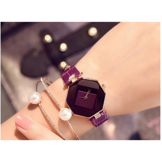 Korean Fashion Purple Color Temperament Diamond Ladies Watch W-16 image