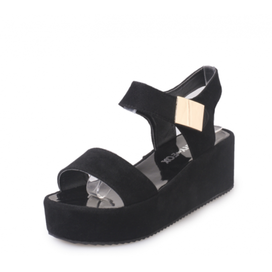 Women Fish Mouth High Heeled Wedge Sandals S-85BK |image